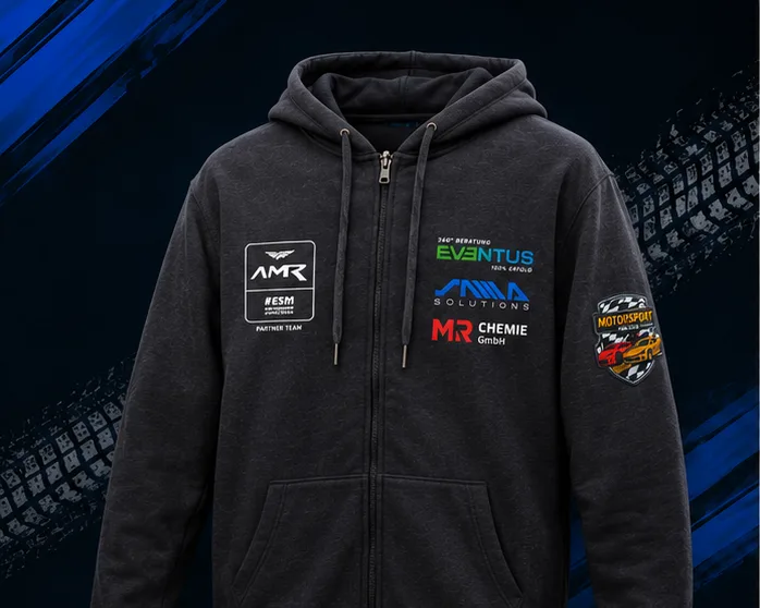 Team-Hoodie des gesponserten Rennstalls
